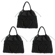Stroh-Schultertasche für Damen, schwarz PH-LJ-20250514-2784