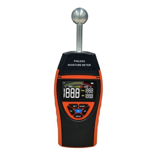 Pinless Moisture Meter with Spherical Humidity Sensor, Color LCD Screen & Alarm Function, Measurement Depth for Wood