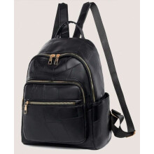 Damenrucksack aus schwarzem Kunstleder – klassisch, ergonomisch, komfortabel
