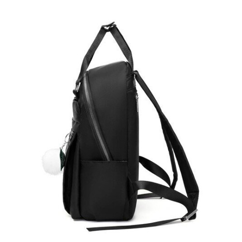 Schwarzer Damenrucksack, Polyurethan, Polyester, Nylon - ergonomisch