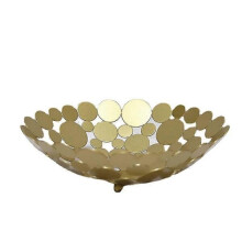 Grote ronde metalen fruitmand in goudkleur