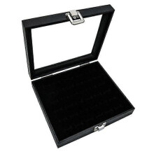 Expositor de anillo de cristal negro de 36 ranuras PHRL36030