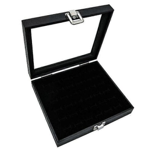 Display circular de vidro preto com 36 slots PHRL36030