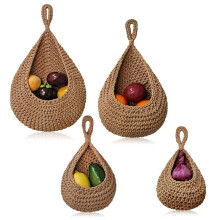 4 Pack Hanging Fruit Baskets for Kitchen Wall Hanging Basket with 4 Pcs Hooks, Produce Vegetable Potato Onion Storage