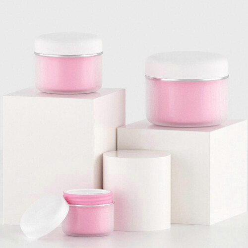 PP Cream Bottles Cosmetics Container for Storage Use 4Pcs Pink Set 2