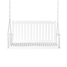 Gartenschaukel Schaukelbank für 2 Personen aus Massivholz, ideal für Patio & Terrasse, Weiß, 117x69x60cm