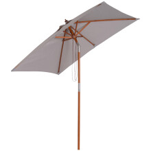 Sonnenschirm Knickbarer Gartenschirm Strandschirm 3-stufig einstellbar Tannenholz+Polyester Grau 200 x 150 x 235 cm