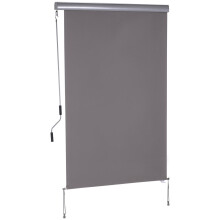 Senkrechtmarkise Balkonmarkise 120 x 200 cm, Vertikalmarkise Windschutz Sichtschutz mit Handkurbel in Grau