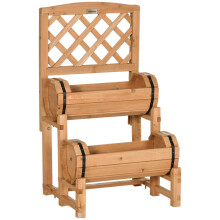Hochbeet Holz Blumenkasten mit Rankhilfe 45 x 45 x 80 cm rustikales Design für Garten Terrasse Balkon Gelb Gemüsebeet