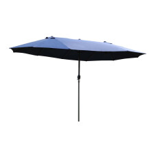 Sonnenschirm Gartenschirm Marktschirm Doppelsonnenschirm Terrassenschirm mit Handkurbel Blau Oval 460 x 270 x 240 cm