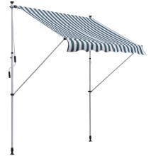 Gelenkarmmarkise Klemmmarkise 200x150 cm Höhenverstellbar Sonnenschutz Faltarm Handkurbel Balkon Alu Grün und Weiß