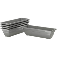 5er Set Blumentopf aus Kunststoff, 59 x 21 x 16 cm stapelbar Blumentöpfe Set, wetterfest Übertopf, Töpfe für innen und außen, Grau