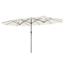 Doppelsonnenschirm 436 x 260 cm, UV Schutz Stahl Sonnenschirm mit Handkurbel, oval Balkonschirm Strandschirm windfest stabil Marktschir