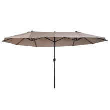 Sonnenschirm Marktschirm Doppelsonnenschirm mit Handkurbel oval 460 x 270 x 240 cm in Hellkaffee für Garten & Terrasse