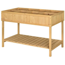 Pflanztisch Hochbeet Pflanztisch Blumenkasten Anzuchttisch 8 Fächer mit Abfluss Ablage Tanne Massivholz Naturholz 110 x 46 x 76 cm