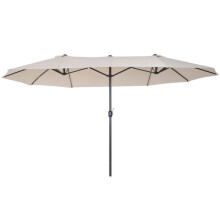 Sonnenschirm Gartenschirm Marktschirm Doppelsonnenschirm Terrassenschirm mit Handkurbel Beige Oval 455 x 270 x 240 cm
