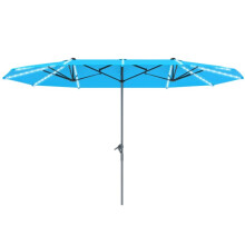 Doppelsonnenschirm mit Solar LED Lichtern 451x267 cm Aluminium UV 50+ Sonnenschirm mit Handkurbel, Balkonschirm windfest Marktschirm So