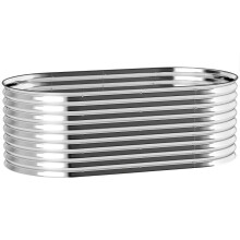 Pflanzkübel, Metall-Blumenkübel mit Sicherheitskante und Handschuhen, offener Boden, 160B x 80T x 56H cm, Grau