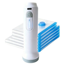Pompe à Vide Électrique Portable et Rechargeable pour les Voyages - Machine à Sceller les Vêtements Silencieuse avec 5 Sacs pour les Voyages