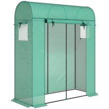 Tomatengewächshaus Foliengewächshaus mit Rolltor Netzfenster Bogendach 170 x 68 x 200 cm Grün