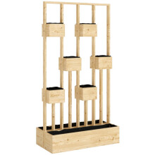 Hochbeet mit Rankgitter Körbe, Holz Pflanzkasten Pflanzkübel Blumenkasten, 90 x 45 x 170 cm