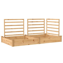 Hochbeet mit Rankgitter Holz Blumenkasten mit 3 Spalier Trennwand Offenem Boden 240 x 125 x 102 cm Naturholz