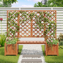 Pflanzkübel, Pflanzgefäß mit Spalier als Rankhilfe, Blumenkübel mit viel Platz, Blumenkasten Pflanzenkasten, Braun Massivholz Tanne, Pf
