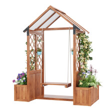Pflanzkübel, Outdoor-Schaukel, Pflanzgefäß mit Spalier als Kletterhilfe, mit Sonnendach aus Polycarbonat. Blumenkasten Pflanzkasten, Br