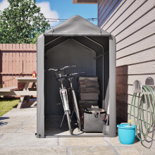 Fahrradgarage 187x100x160 cm Schwarzes Stahlgestell pulverbeschichtet wetterfestes Zelt mit PE-Plane dunkelgrau für Fahrrad & Gartenger