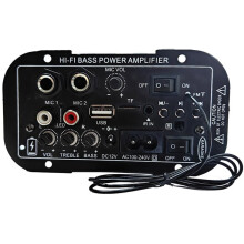 Digitale  Audioversterkerbord voor in de Auto Is Oplaadbaar op 12V en Kan Worden Aangesloten op 2 Microfoons voor 8-10 Inch Luidsprekers