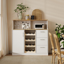 Sideboard, Restaurant-Bar mit LED, Steckdosen, Gläserhalter, Weinregal, mehrlagiger Stauraum, geeignet für die Nutzung im Restaurant un