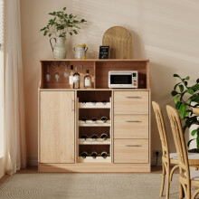 Sideboard, Restaurant-Bar mit LED, Steckdosen, Gläserhalter, Weinregal, mehrlagiger Stauraum, geeignet für die Nutzung im Restaurant un