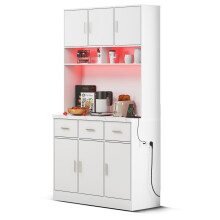 100x40x180cm, multifunktionales Buffet mit LED-Beleuchtung mit APP-Steuerung, Schubladen, verstellbaren Einlegeböden, Kabelführungslöch