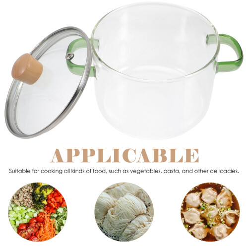 Ramen Saucepan Glass 1600 mL with Lid and Handle 1