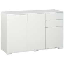 HOMCOM Sideboard Weiß Kommode mit 2 Schubladen & 3 Türen, Mehrzweckschrank, Aktenschrank, 117x36x74cm