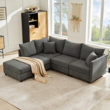Modernes Ecksofa, Modulares Sofa, 5-Sitzer-Sofa, mit umwandelbarem Fußhocker, L-förmiges Sofa, U-förmiges Sofa, geeignet für Wohnzimmer