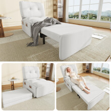 Modernes 2-in-1 Multifunktions-Schlafsofa, 195 x 81,5 cm, Einzelsessel, bequemer Liegestuhl, ideal für kleine Wohnungen, Leinenstoff, u