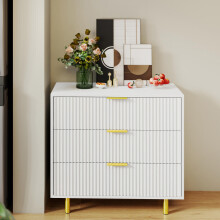 Kommode mit 3 Schubladen,Sideboard mit modernem Design,Aufbewahrungsschrank,Weiß und Gold-H72/B80/T40 cm