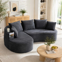 Bogesofa aus Cord – weich, atmungsaktiv, mit Becherhalter & Stautasche. Hochdichter Schaumstoff für angenehmen Sitzkomfort. Inkl. Kiss