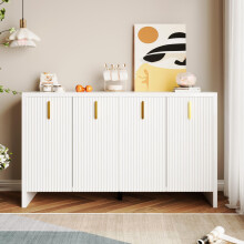 Modernes, minimalistisches weißes Sideboard: die perfekte Kombination aus flexiblem Stauraum und elegantem Design, Sideboard mit golden