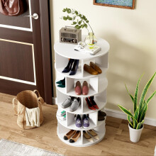 Schuhregal, drehbarer Winkel, weiß rund, 5 Ebenen, Höhe 115 cm, Breite 60 cm