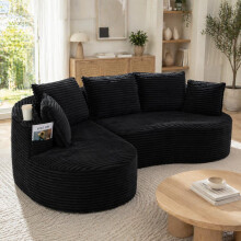 Bogesofa aus Cord – weich, atmungsaktiv, mit Becherhalter & Stautasche. Hochdichter Schaumstoff für angenehmen Sitzkomfort. Inkl. Kiss