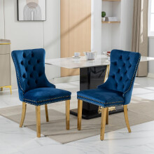 Collection Modern, High-end Tufted Solid Wood Contemporary Velvet Upholstered Dining Chair with Golden Stainless Steel Plating Legs,Nai