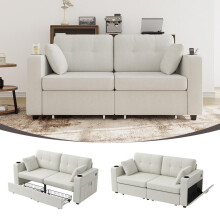 Zweisitziges Sofa mit zwei Stauraumschubladen und USB-Ladeanschlüssen, mit Getränkehaltern und Seitentaschen, ausgestattet mit versteck