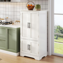 120x60x40cm Küchenschrank mit LED-Sensorlicht, großer 4-türiger Aufbewahrungsschrank mit verstellbaren Regalböden & Türablagen – geeig