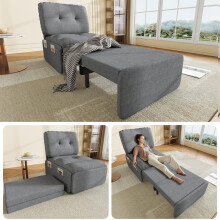 Modernes 2-in-1 Multifunktions-Schlafsofa, 195 x 81,5 cm, Einzelsessel, bequemer Liegestuhl, ideal für kleine Wohnungen, Leinenstoff, u