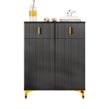 Eleganter Sideboard/Schuhschrank mit Strukturpaneelen, verstellbaren Einlegeböden und vergoldeten Verzierungen, mit Schubladen [OLD SKU