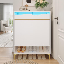 Moderner weißer Schuhschrank mit LED 16 Farben – Platzsparender Flurschrank 8035105 cm mit Schubladen & Ablagen – Stauraum, Desig