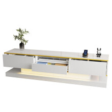 Moderner TV-Schrank mit drei Schubladen und einem offenen Fach - Hochglanz mit farbwechselnden LED-Leuchten, 180*38*45cm