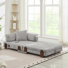 2-in-1 Folding Sofa with Sleep Function & USB & Type C Port & Storage,Compact Sofa Bed with Armrests for Small Spaces ,Guest Room & Lof